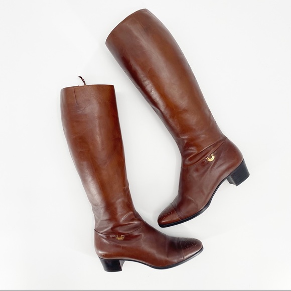 Salvatore Ferragamo Shoes - Salvatore Ferragamo Leather Knee High Heeled Boots